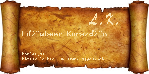 Löwbeer Kurszán névjegykártya